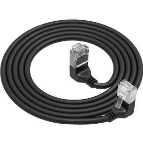 ACT Zwarte 1.5 meter U/FTP CAT6A LSZH Slimline patchkabel met RJ45 connectoren 90° haaks beneden na