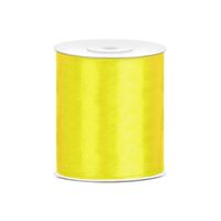 1x Satijnlint geel rol 10 cm x 25 meter cadeaulint verpakkingsmateriaal - Cadeaulinten
