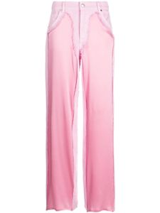 Blumarine pantalon ample à empiècements en satin - Rose