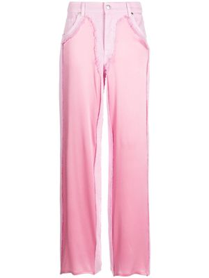 Blumarine pantalon ample à empiècements en satin - Rose