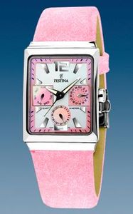 Horlogeband Festina F16139-3 Leder Roze 23mm