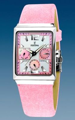 Horlogeband Festina F16139-3 Leder Roze 23mm