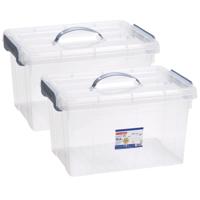 Opslagbox AZUL serie - 2x - met deksel - transparant - 18.5 liter - 42 x 30 x 24 cm - kunststof