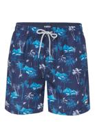 Happy Shorts Happy Shorts Heren Zwemshort Tropisch Eiland Print Donkerblauw - thumbnail