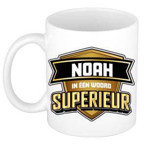 Naam mok Noah - wit - Superieur - keramiek - 300 ml - cadeau collega beker