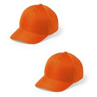 2x stuks oranje 5-panel baseballcap voor kinderen - thumbnail