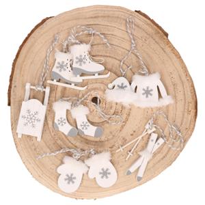 Othmar Decorations kersthangers - winter - 6x - hout - wit - 8 cm