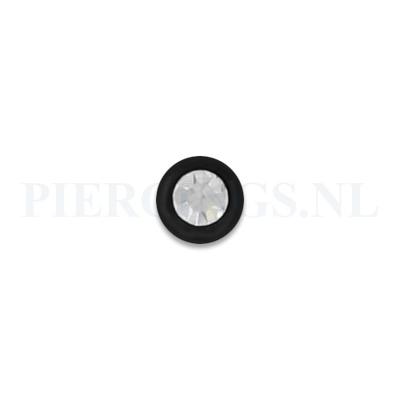 Balletje 1.6 mm acryl zwart met kristal