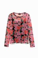 Slim fit shirt met bloemen - RED - L - thumbnail