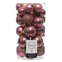 Decoris kerstballen - 30x st - oudroze - 4-5-6 cm - kunststof - kerstversiering - thumbnail