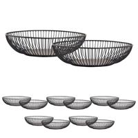 Mila - Brotmand - zwart - metaal - ø 28 x 7 cm (set van 12)