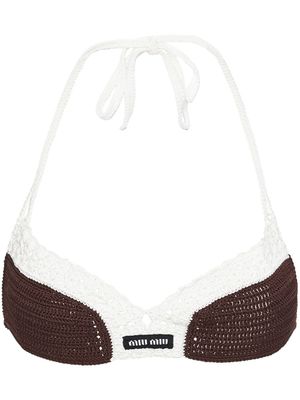 Miu Miu brassière en crochet à bonnets triangles - Marron