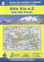 Wandelkaart 8 Alta Via 2 della Valle d'Aosta gids en kaart | L'Escursionista editore - thumbnail