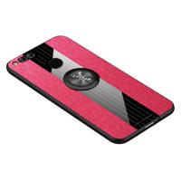 Voor Huawei Honor 7X XINLI stiksels doek Textue schokbestendig TPU beschermhoes met ring houder (rood)