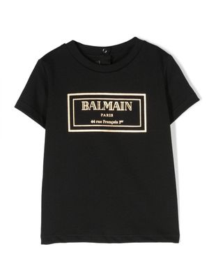 Balmain Kids t-shirt à effet métallisé - Noir