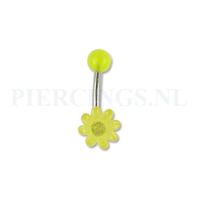 Navelpiercing acryl bloem geel