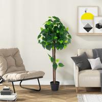 114 cm Kunsthortensiaboom Namaak Zijden Boom in Pot met Echt Houten Stam Realistische Bladeren Wijnranken Namaak Kamerplant