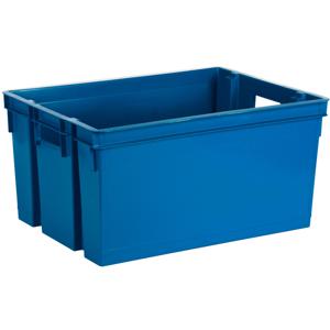 Opbergbox/opbergkrat 50 L - blauw - kunststof - 56 x 41 x 29 cm - stapelbaar/nestbaar