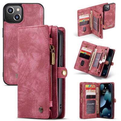 Caseme - vintage 2 in 1 portemonnee hoes - iPhone 13 - Rood