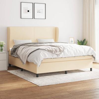 Boxspring met matras stof crèmekleurig 160x200 cm