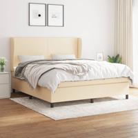 Boxspring met matras stof crèmekleurig 160x200 cm