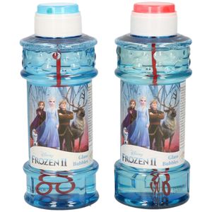 2x Disney Frozen 2 bellenblaas flesjes met bal spelletje in dop 300 ml voor kinderen