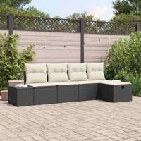 Tuinbankenset met kussen 5 pcs poly rattan