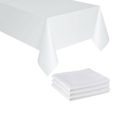 Tafelkleed/tafellaken - 3x - wit - 180 x 300 cm - polyester - Bruiloft tafelkleden