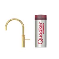 Quooker Fusion Round Keukenkraan Set - Kokend Warm- en Koud Water - Goud - met COMBI Reservoir