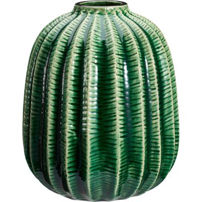 Bloemenvaas cactus - groen - keramiek - D20 x H23 cm - vaas cactus patroon