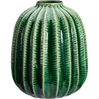Bloemenvaas cactus - groen - keramiek - D20 x H23 cm - vaas cactus patroon