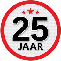 25 jaar leeftijd sticker rond 15 cm verjaardag versiering