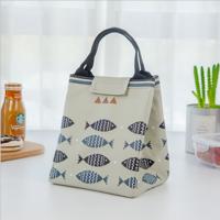 Draagbare lunch tas Oxford doek vis patroon grote capaciteit container thermisch geïsoleerd koeler (lichtgrijs)