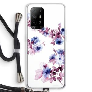 Waterverf bloemen: Oppo A95 5G Transparant Hoesje met koord