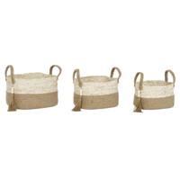 Mandenset Home ESPRIT Natuurlijk Lichtbruin Jute Modern 41 x 30 x 33 cm (3 Onderdelen)