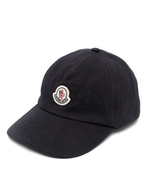 Moncler casquette en coton à patch logo - Bleu