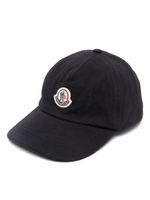 Moncler casquette en coton à patch logo - Bleu