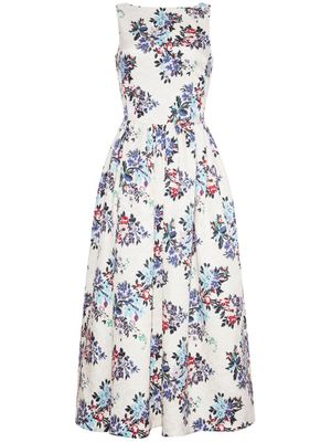 Adam Lippes Midi-jurk met bloemenprint - Wit Adam Lippes Midi-jurk met bloemenprint - Wit
