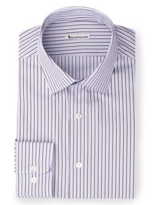 ROSCANA - Navy popeline strepen overhemd - Rosca 1