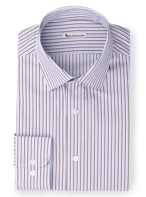 ROSCANA - Navy popeline strepen overhemd - Rosca 1