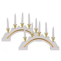 Kaarsenbruggen - 2x stuks - LED verlichting - wit/goud - 37 cm - kerstverlichting figuur - thumbnail