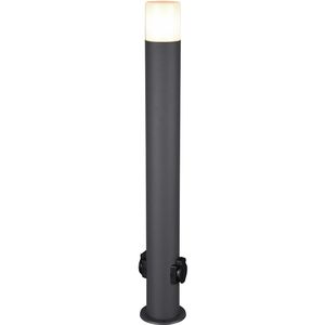 LED Tuinverlichting - Staand Buitenlamp met Stopcontact - Trion Hosina XL - E27 Fitting - Spatwaterdicht IP44 - Mat Antraciet - Aluminium