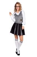 Schoolmeisje Outfit Grijs Zwart Dames