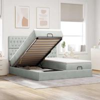 Ottoman bed met matrassen 200x200cm fluweel lichtgrijs