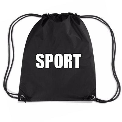Bellatio Decorations Nylon sport gymtasje - sporttasje - zwemtasje - zwart - jongens en meisjes Bellatio Decorations Nylon sport gymtasje - sporttasje - zwemtasje - zwart - jongens en meisjes