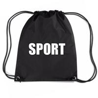 Bellatio Decorations Nylon sport gymtasje - sporttasje - zwemtasje - zwart - jongens en meisjes