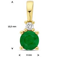 Hanger geelgoud-smaragd-diamant 0.02 ct geelgoud-groen-wit 10,5 x 4 mm