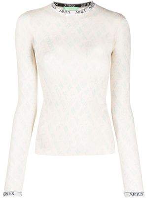 Aries top en tulle à motif monogrammé - Tons neutres