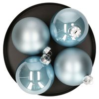 Decoris Kerstballen - 4 stuks - glas - lichtblauw - 10 cm   - - thumbnail