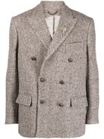 Golden Goose double-breasted chevron-knit blazer - Marron